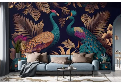 Carta da parati Pavoni 3D Vintage