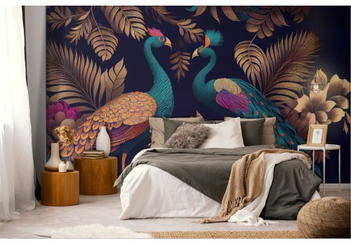 3D Vintage Peacock Wallpaper 2