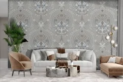 English Vintage Damask Adhesive Wallpaper