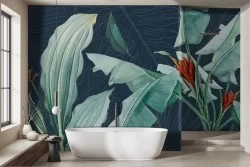Illustrated Tropical Leaves Wallpaper