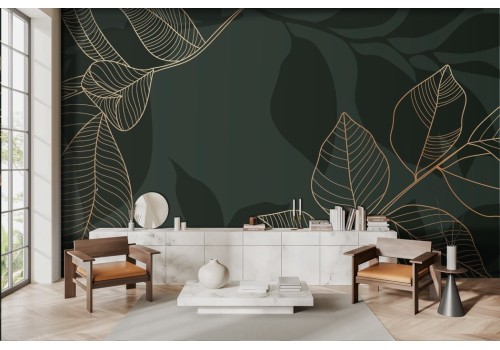 Carta da parati Foglie Stilizzate Nere