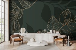 Black Stylized Leaves Wallpaper