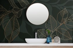 Adhesive Wallpaper with Stylized Black Leaves
