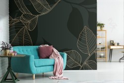 Stylized Wallpaper Gold Leaves