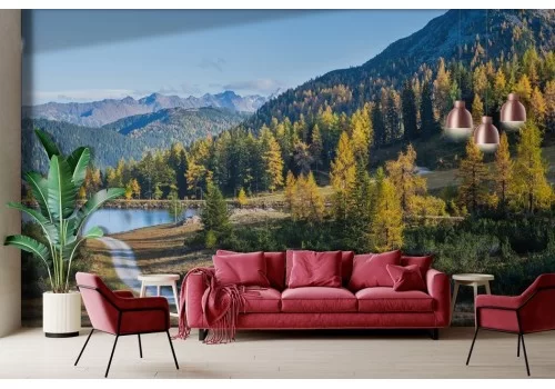 Carta da parati Paesaggio Montano Con Lago