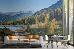 Adhesive Wallpaper Mountain Landscape With Lake