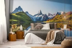 Wallpaper Snow Mountain Meadows and hills Rivers Waterfalls Lakes
