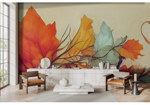 Artistic Colorful Leaves Illustrated Wallpaper