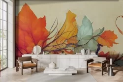Artistic Colorful Leaves Illustrated Wallpaper