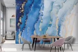 Carta da Parati Astratta Onde Blu