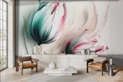 3D Wallpaper Three-dimensional Flowers