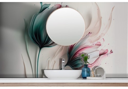 3D Adhesive Wallpaper with Three-dimensional Flowers