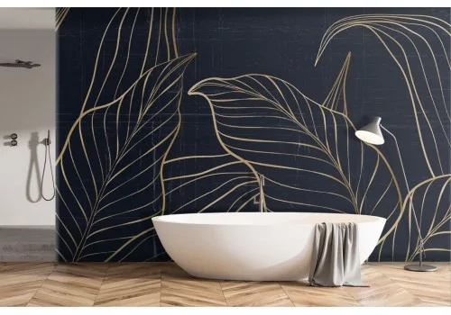 Artistic Gold Painted Leaves Wallpaper -a109