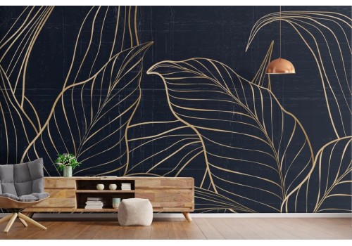 Artistic Gold Painted Leaves Wallpaper 2