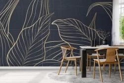 Wallpaper Painted with Gold Leaves