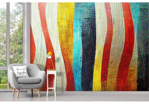 Vintage Wallpaper with Colorful Abstract Lines 2