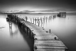Photographic Wallpaper Black and White Pier