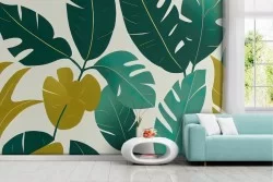 Carta da parati Foglie Disegnate Stilizzate
