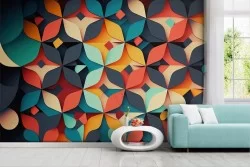 3D Wallpaper Abstract Stylized Colorful Flowers