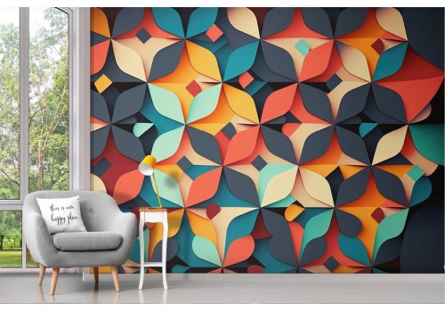 3D Wallpaper Abstract Stylized Colorful Flowers 2