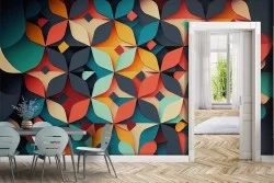 Carta da Parati Fiori Stilizzati Tridimensionali