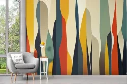 Carta da Parati Adesiva Anni 70 Vintage Astratta Colorata