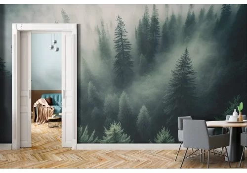 Carta da parati Bosco Foresta con Nebbia 2