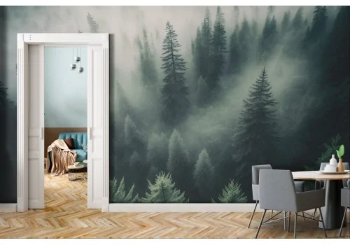 Forest Woodland with Fog Wallpaper 2