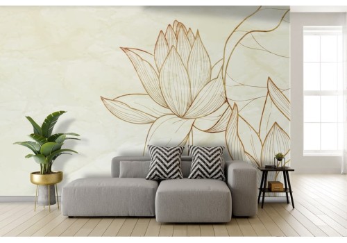 Stylized Flowers Gold Wallpaper 2