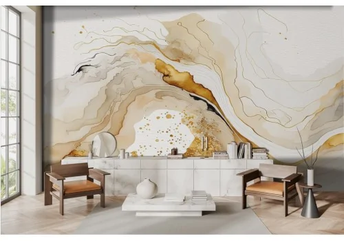Abstract Wallpaper Gold Shades Waves -a126