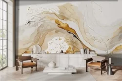 Abstract Wallpaper Gold Shades Waves
