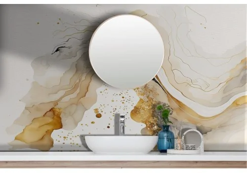 Carta da parati Astratta Sfumature Oro Onde 2