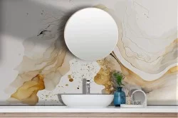 Abstract Adhesive Wallpaper Gold Shades Waves