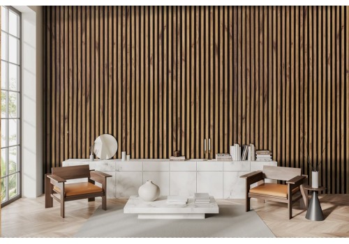 Carta da parati Boiserie Legno Effetto 3D