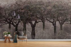 Abstract Wallpaper Cherry Trees and Circles