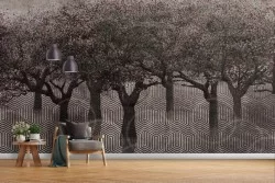 Carta da parati Astratta Alberi Ciliegio e Cerchi