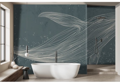 Artistic Wallpaper Stylized Whale Lines