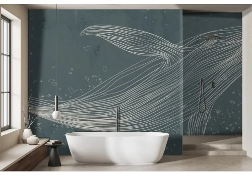 Artistic Wallpaper Stylized Whale Lines -a135