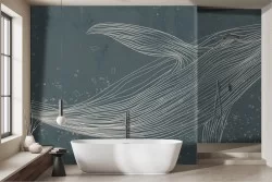 Artistic Wallpaper Stylized Whale Lines