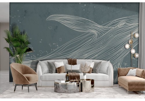 Artistic Wallpaper Stylized Whale Lines 2