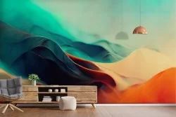 Adhesive Wallpaper Abstract Colored Waves Gradient