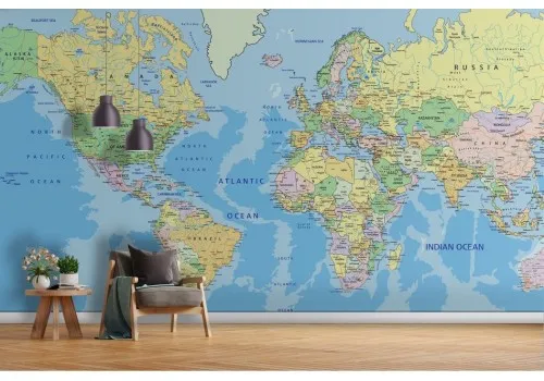 Carta da parati Mappamondo Cartina Politica Mondo