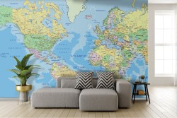 Adhesive Wallpaper World Map Political World Map