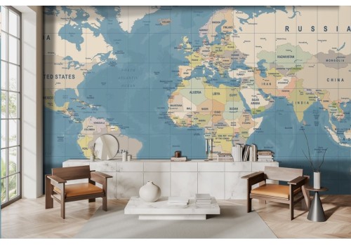 Carta da parati Mappamondo politico cartina geografica