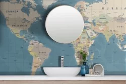 Adhesive Wallpaper World Map Political Geographic Map