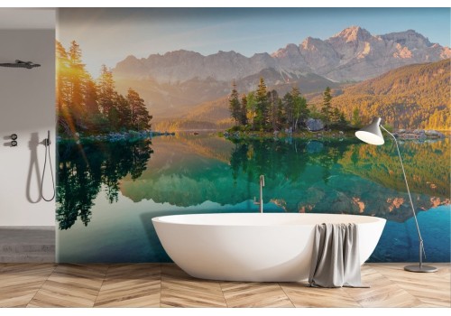 Carta da parati Paesaggio Lago con Mantagne Riflesse