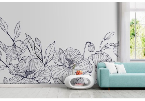 Artistic Drawn Flowers Wallpaper