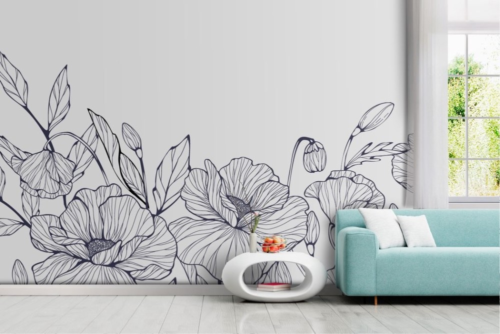 Carta da parati Fiori Disegnati Artistici