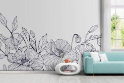 Carta da parati Fiori Disegnati Artistici