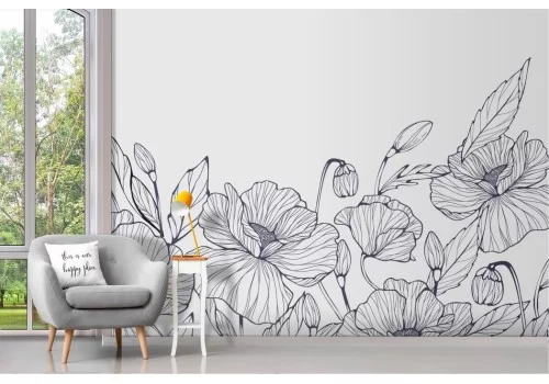 Carta da parati Fiori Disegnati Artistici 2